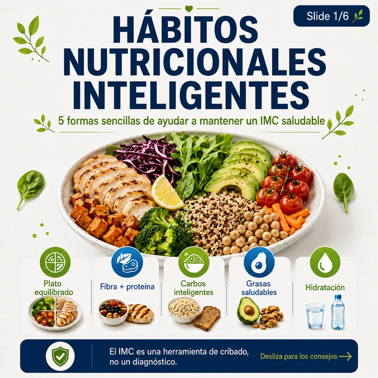 Panorama de hábitos inteligentes de nutrición con consejos prácticos de alimentación.