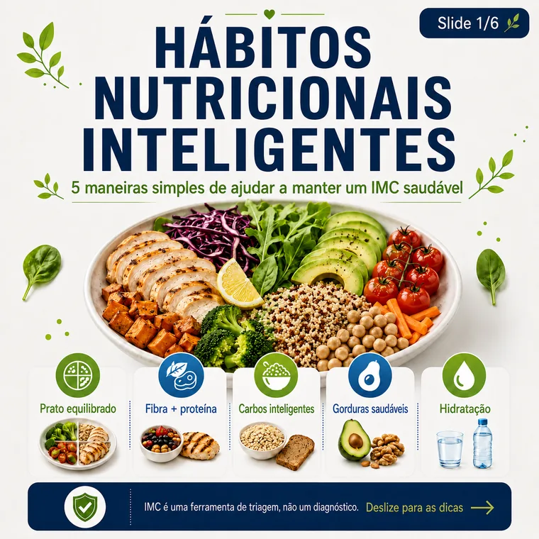 Visão geral de hábitos inteligentes de nutrição com dicas práticas de alimentação.