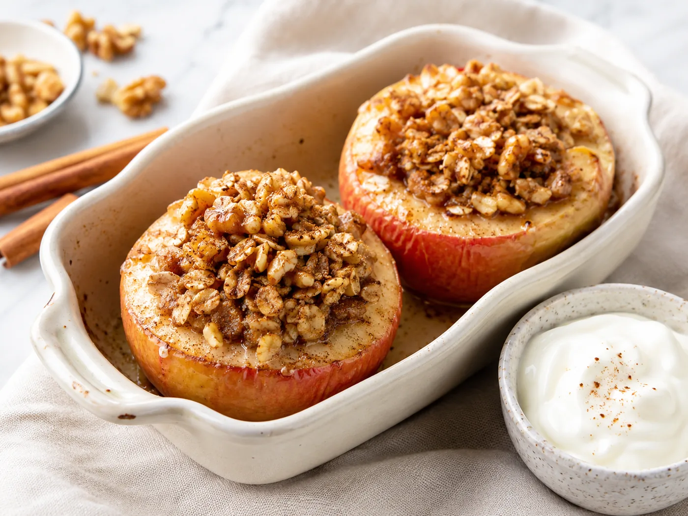 Manzanas asadas con avena y canela