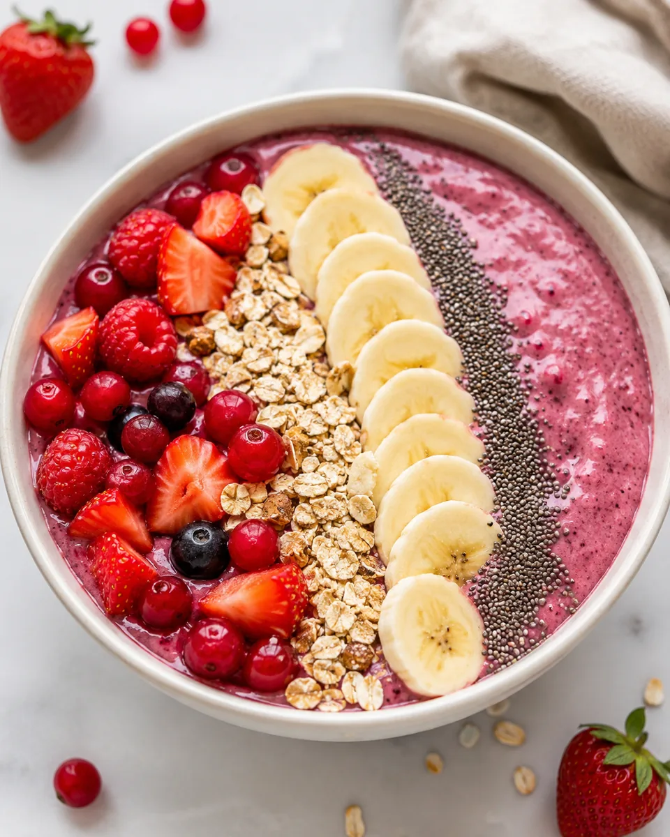 Berry, Banana, Oat and Chia Smoothie Bowl