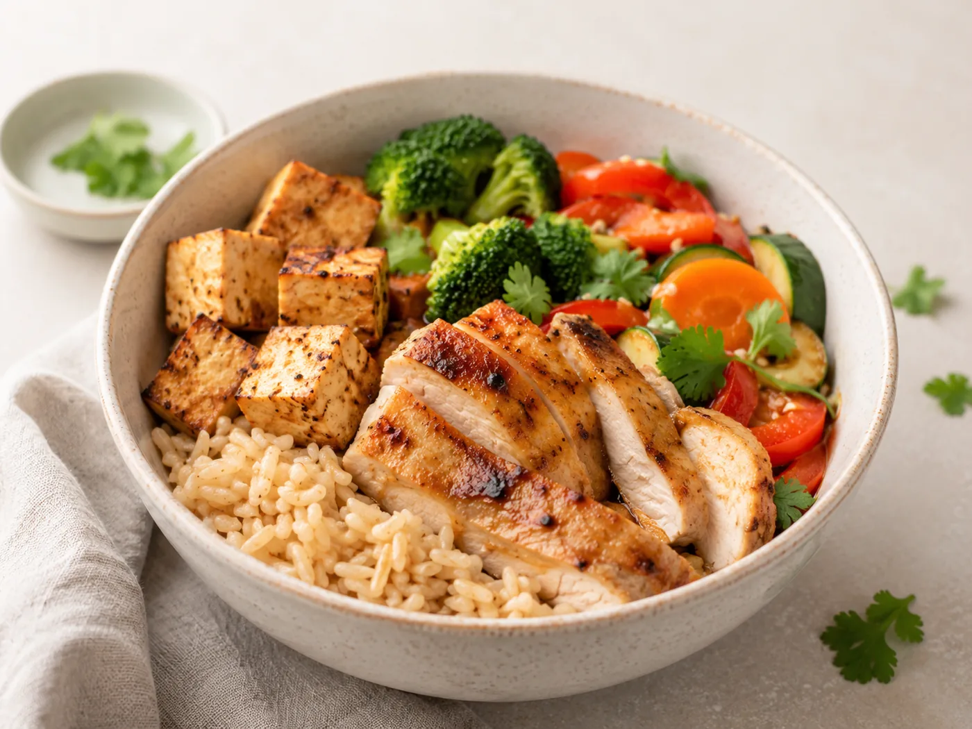 Chicken or Tofu Brown-Rice Bowl