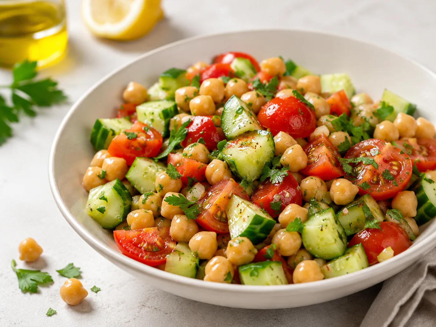 Chickpea, Tomato and Cucumber Salad