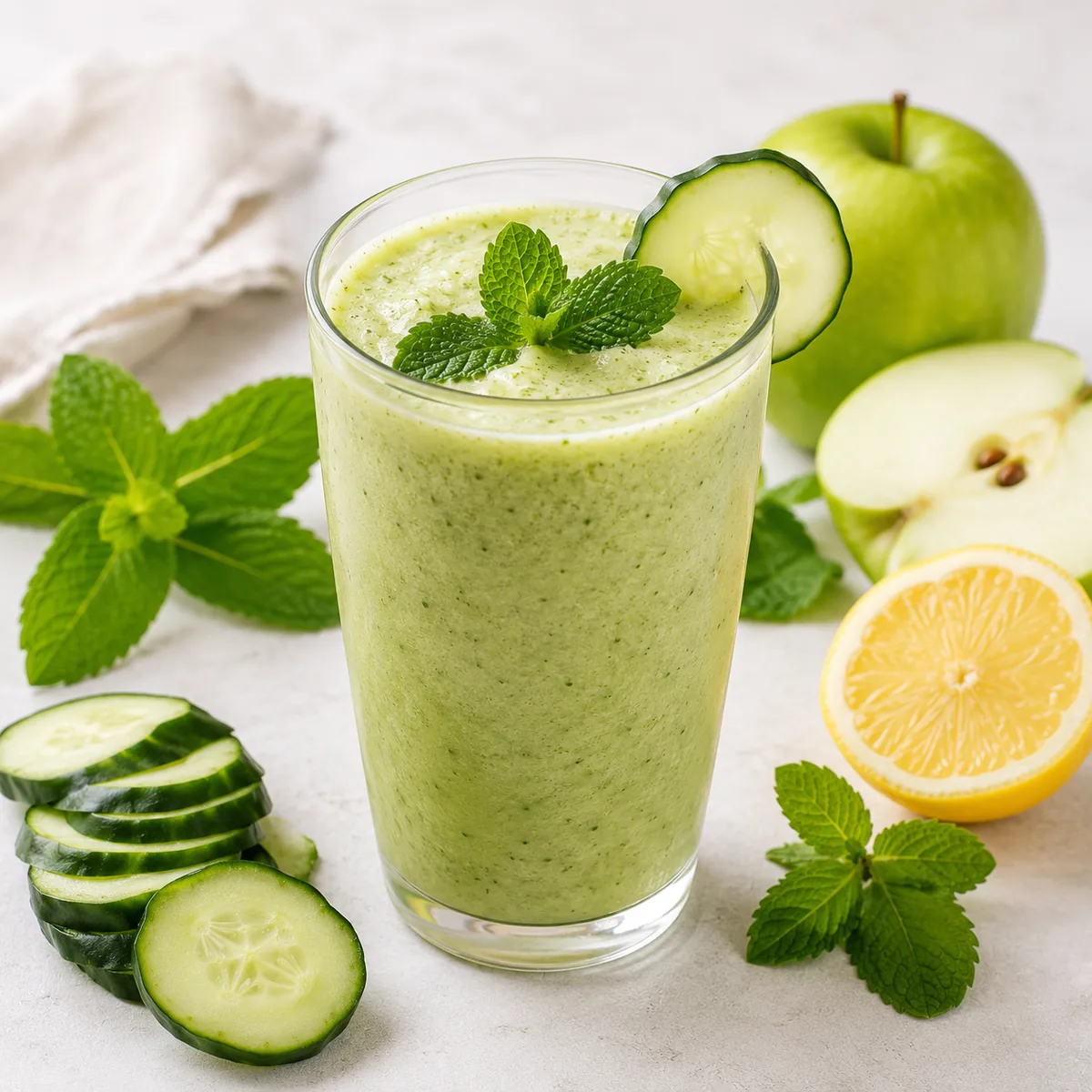 Cucumber, Green Apple, Mint and Lemon Smoothie