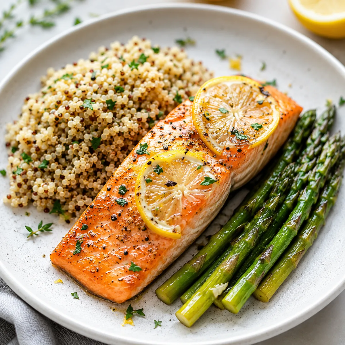 Lemon Salmon with Quinoa and Asparagus