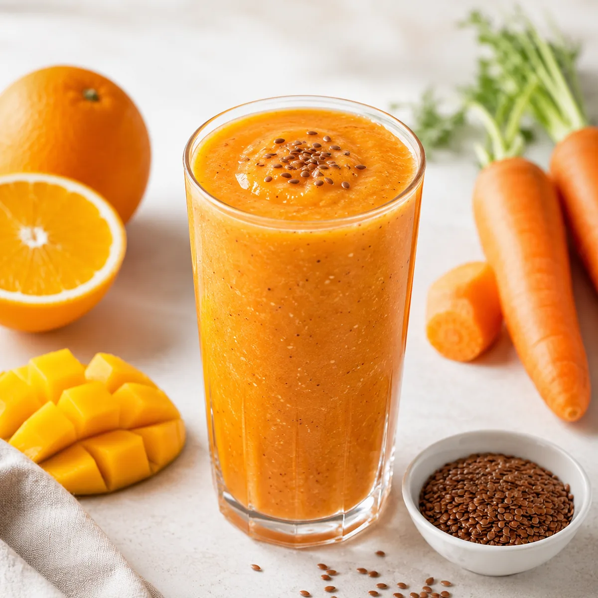 Mango, Carrot, Orange and Flaxseed Smoothie