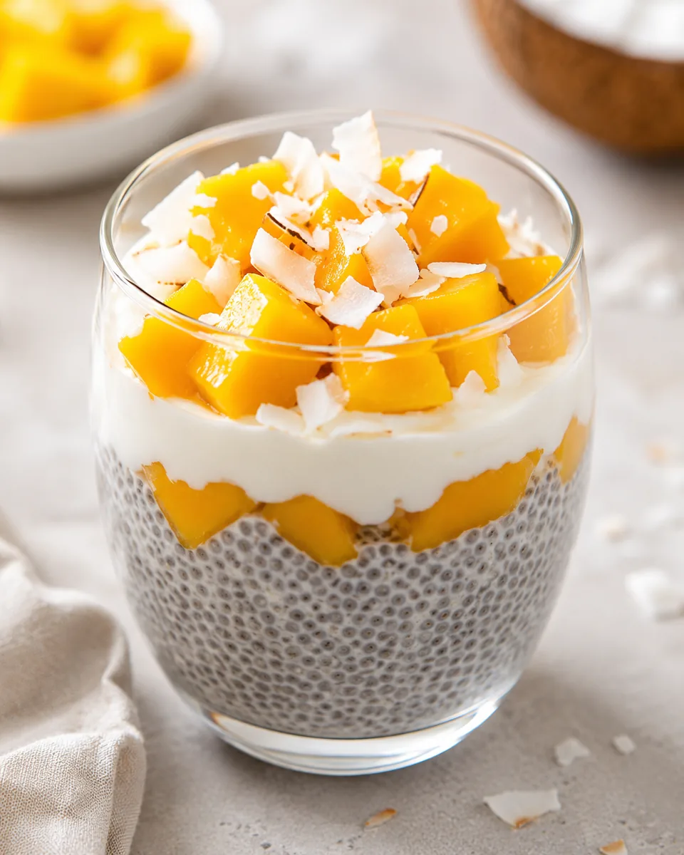 Mango, Yogurt and Coconut Chia Pudding