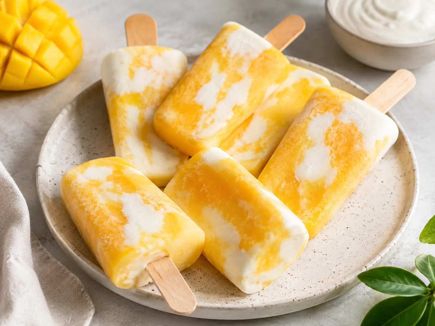 Paletas heladas de mango y yogur