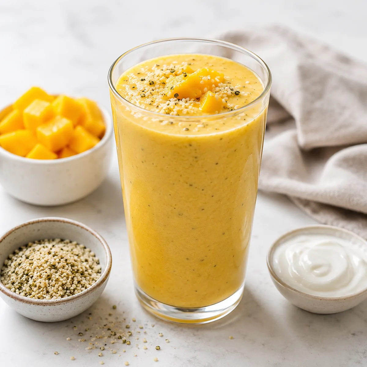 Mango, Yogurt and Hemp Seed Smoothie