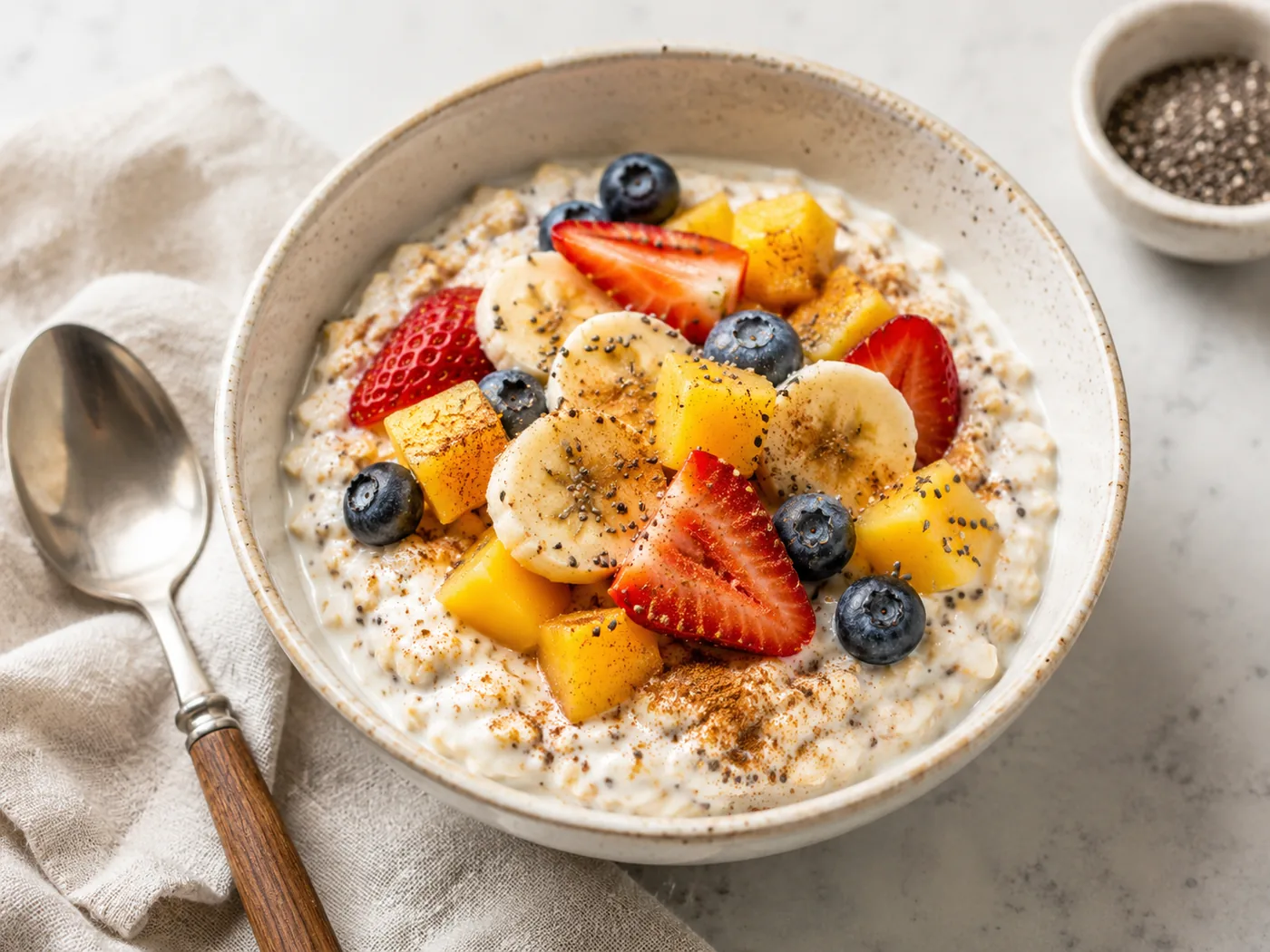 Overnight Oats with Yogurt, Fruit and Chia