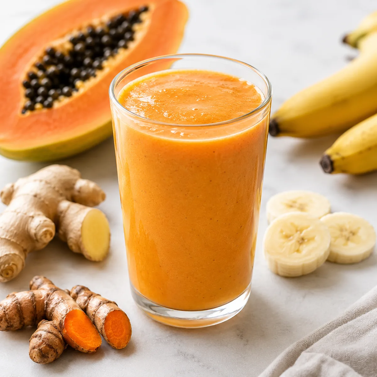Papaya, Banana, Ginger and Turmeric Smoothie