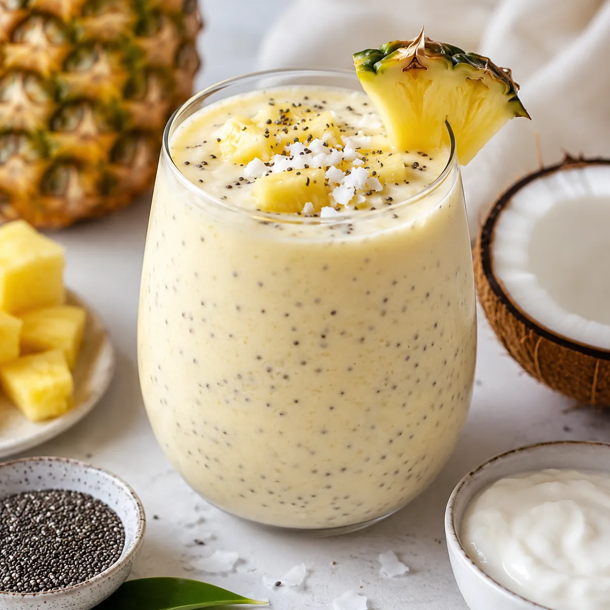 Pineapple, Coconut, Yogurt and Chia Smoothie