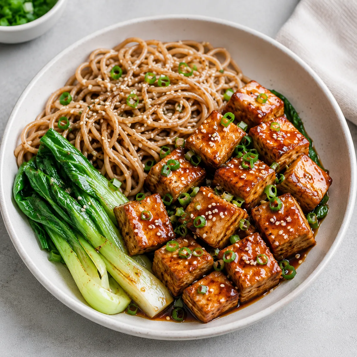 Tofu Teriyaki with Whole-Grain Noodles and Bok Choy