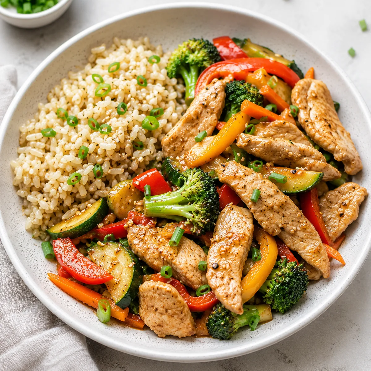 Turkey Stir-Fry with Brown Rice and Vegetables