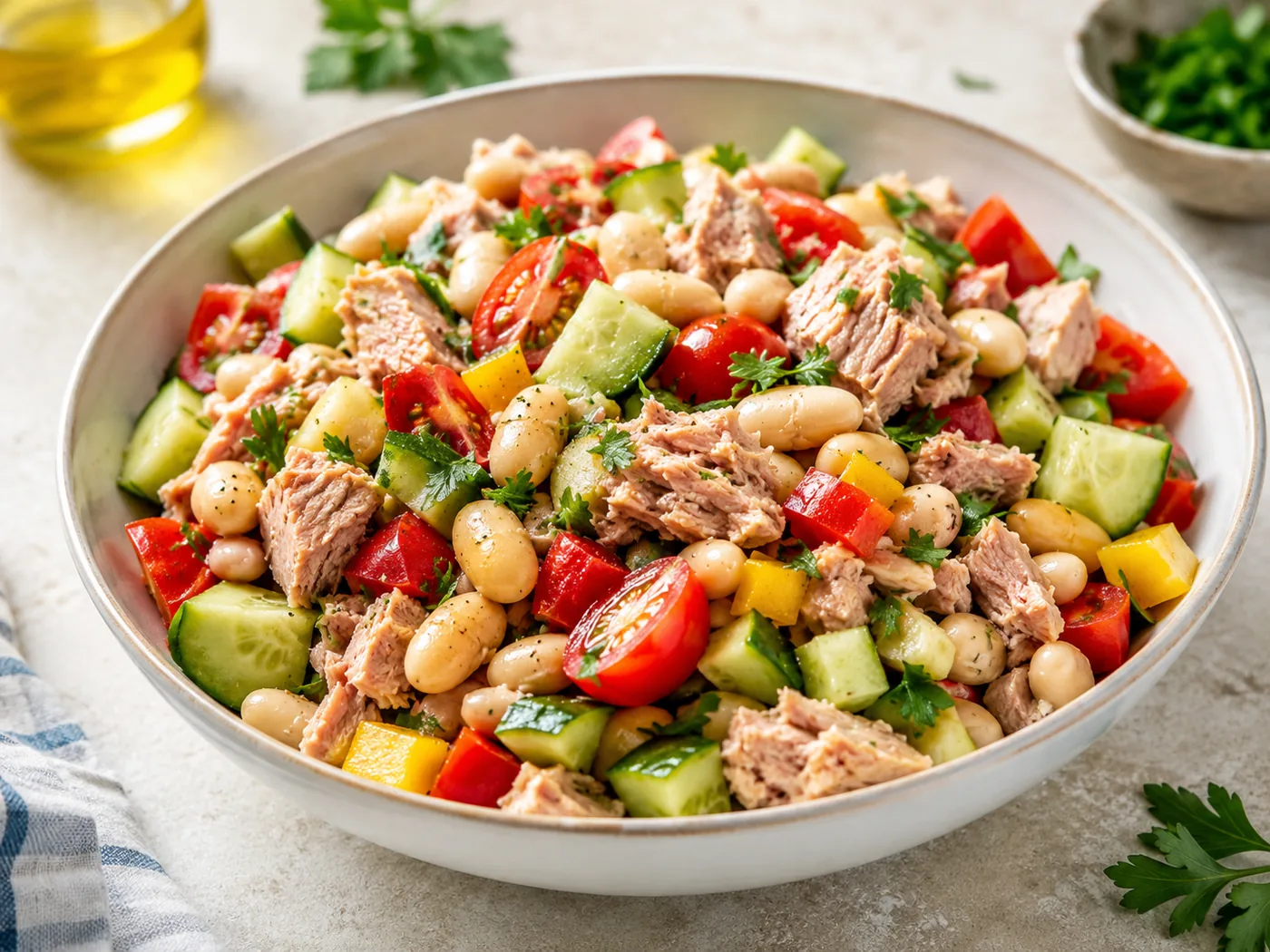 White Bean, Tuna and Vegetable Salad