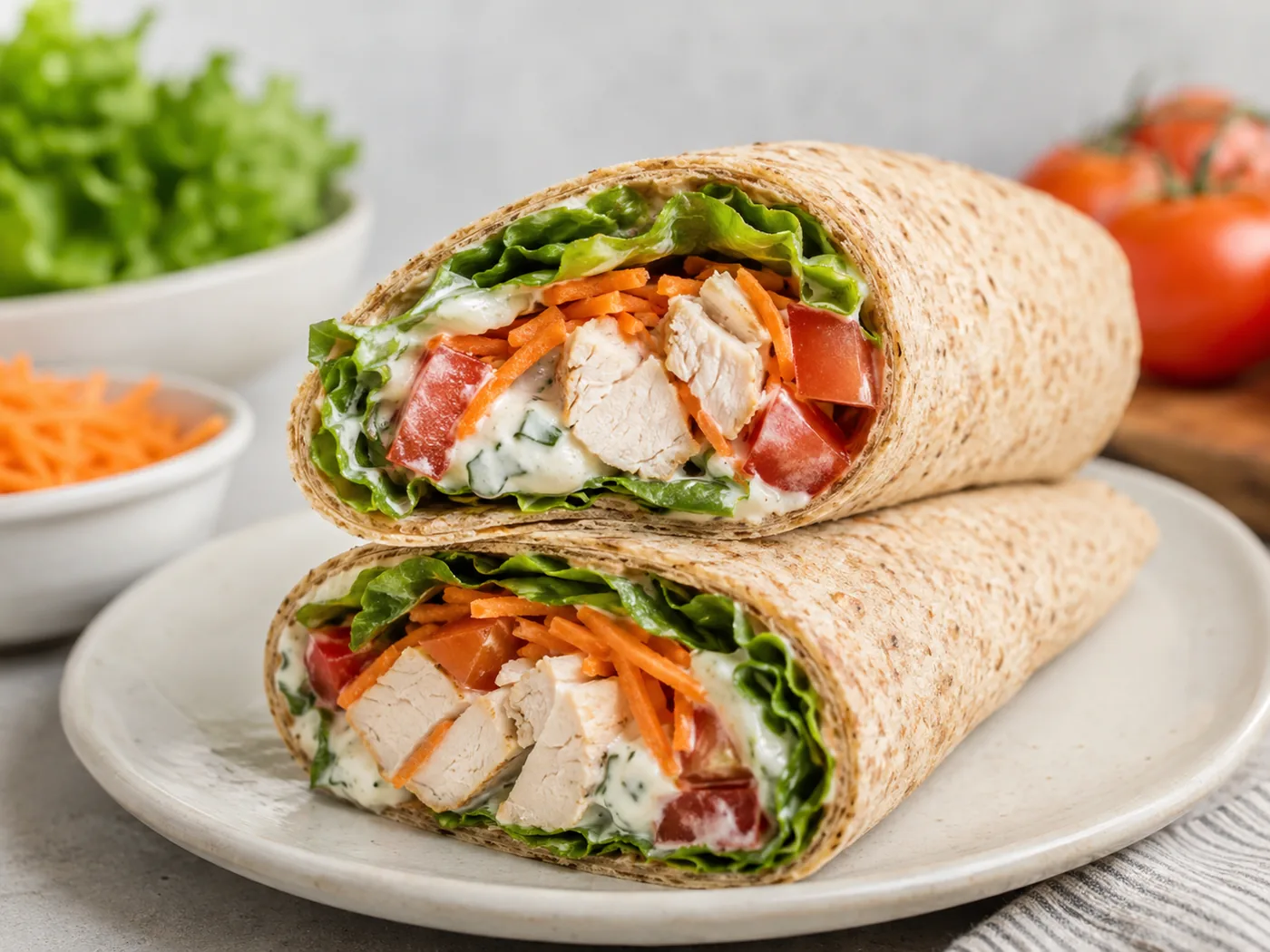 Whole-Grain Chicken or Chickpea Wrap